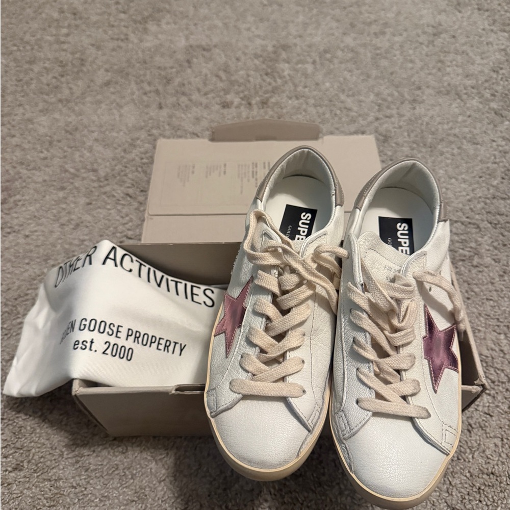 Golden Goose Superstar Sneakers, Distressed, Genuine Leather, Antique Pink